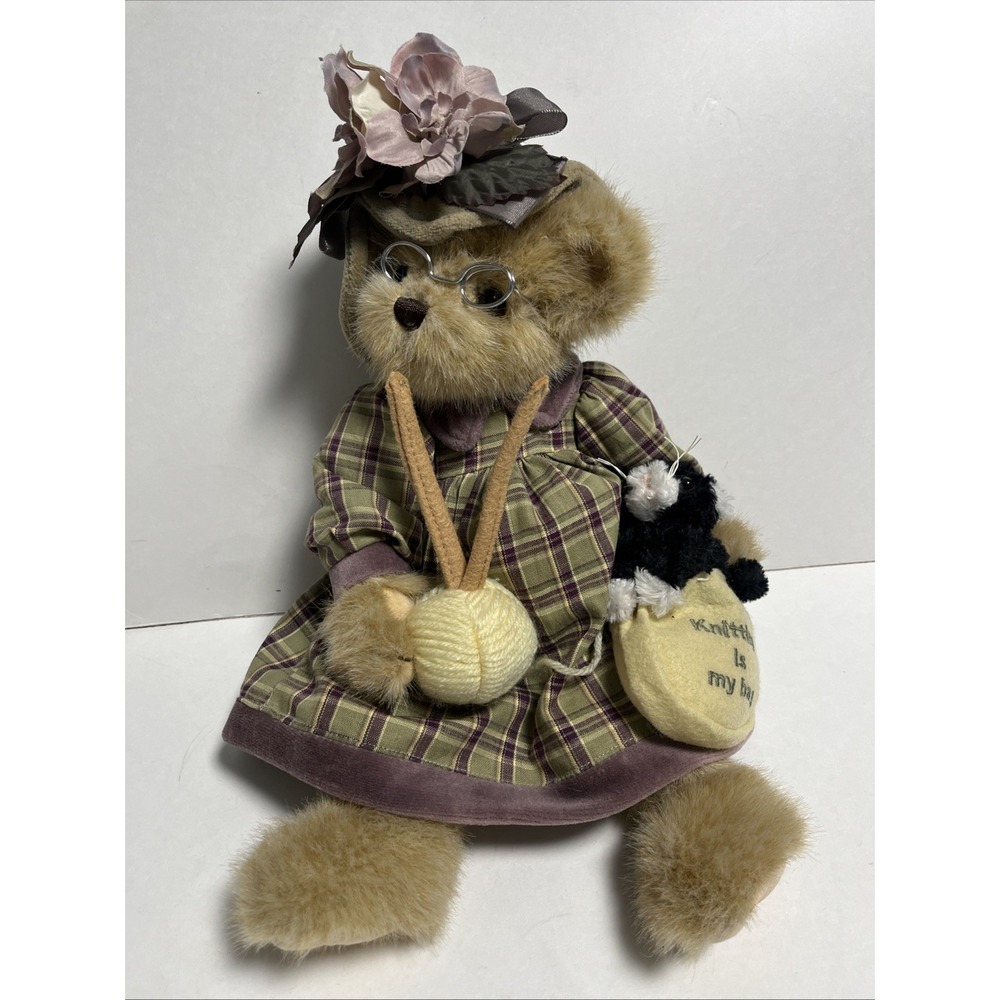 Vintage Bearington Collection Knitter‎ And Pearl Plush Bear Knitting Is My Bag
